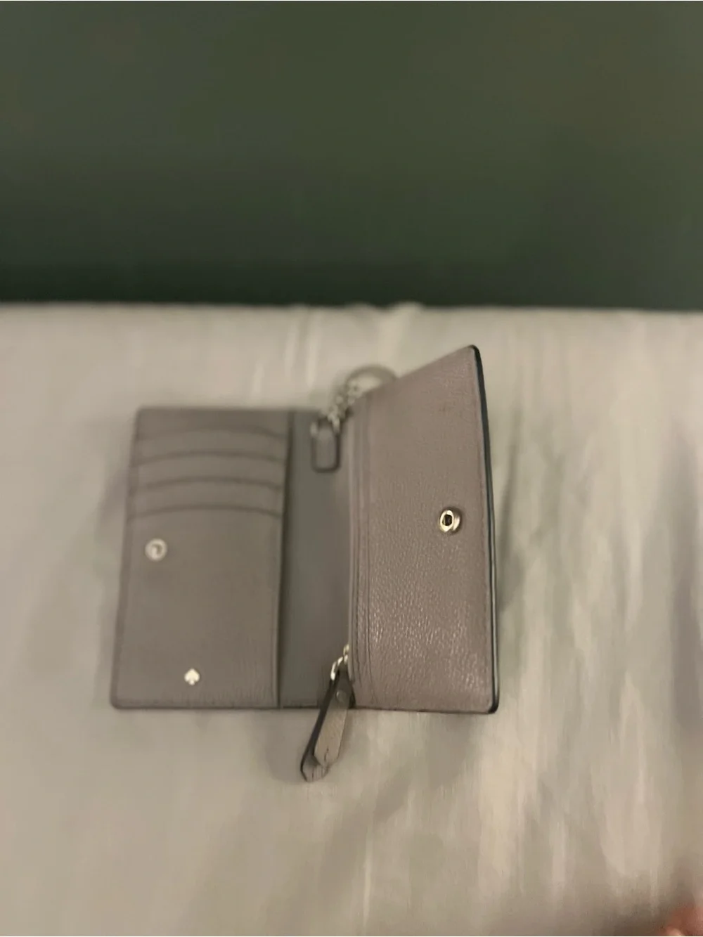 kate spade Black and Taupe Leather Key Card Wallet with Key Ring - Picture 3 of 3